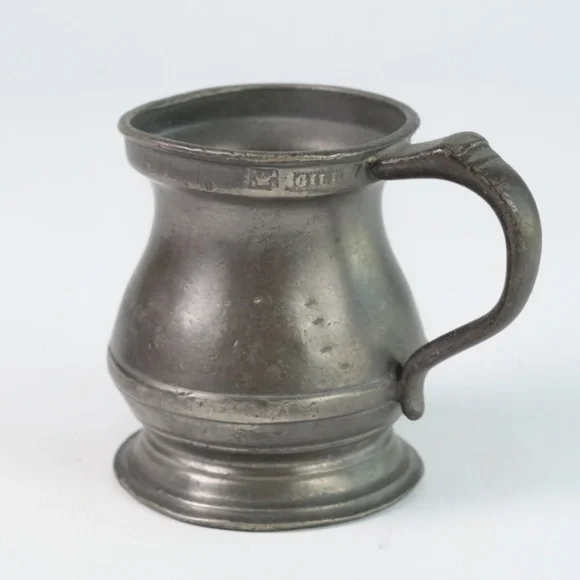Antique English Pewter Gill Measure • Engraved Makepeace - Picture 6 of 11